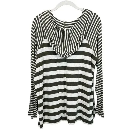 Cabi Playoff Hoodie Olive Stripe Women's S - Picture 4 of 10